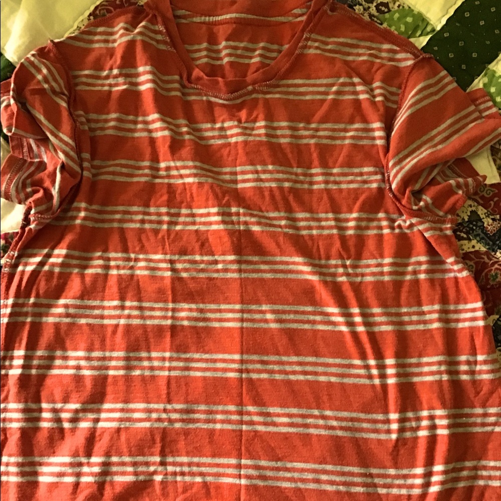 Shirt sleeve cute orange and gray striped t shirt